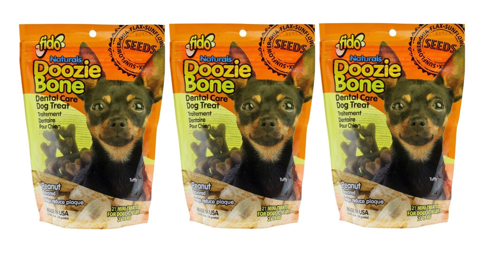 Fido Doozie Bones peanut-flavor mini treats for dogs promote fresh breath