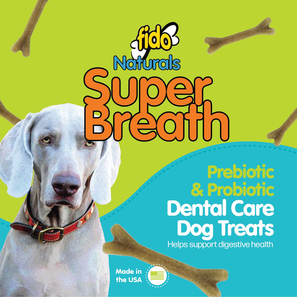 Fido Super Breath dental bones—3 bags in a bulk pack for easy storage.