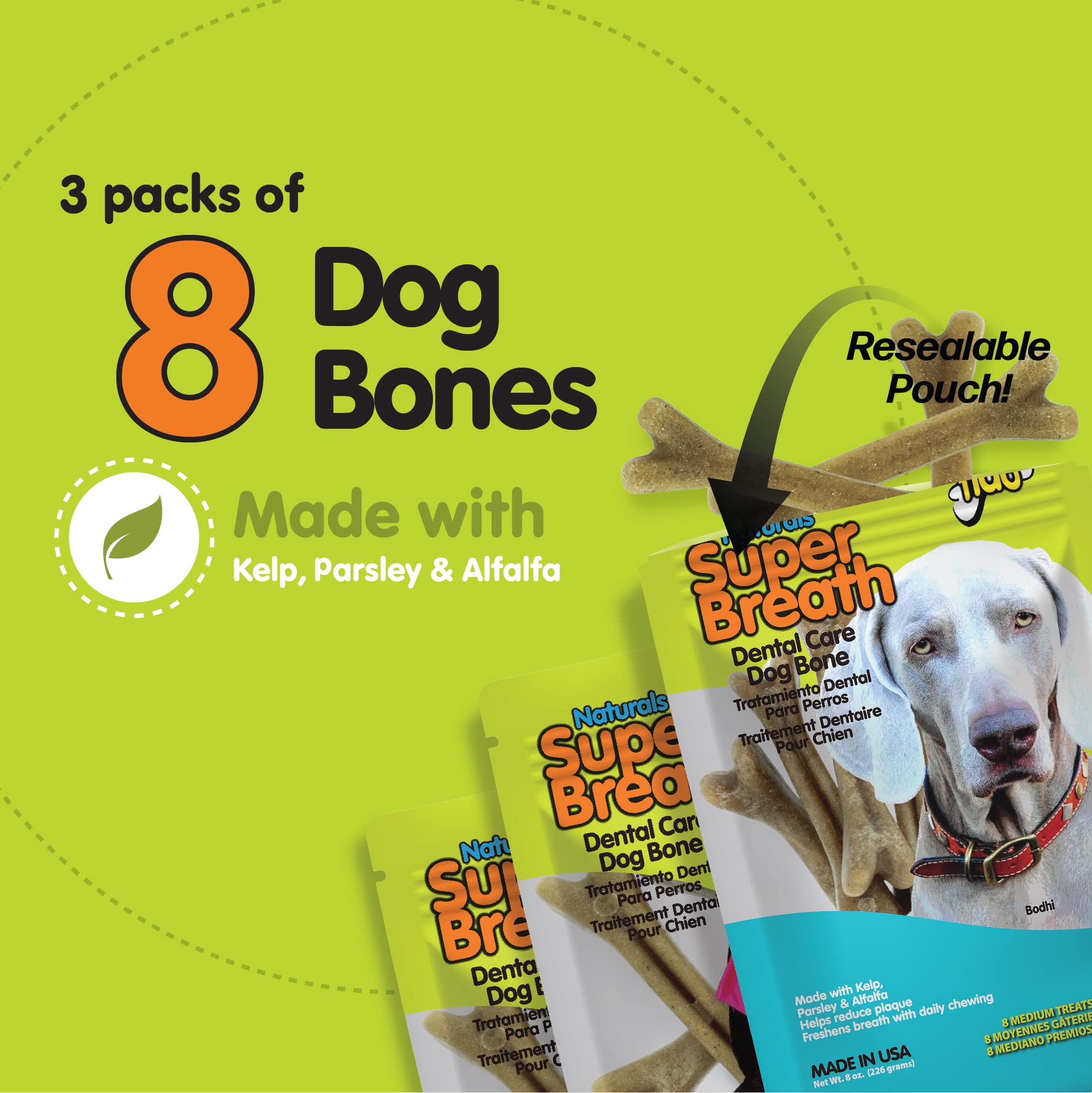 Fido bone with v-groove design for easy hold and gum massage.