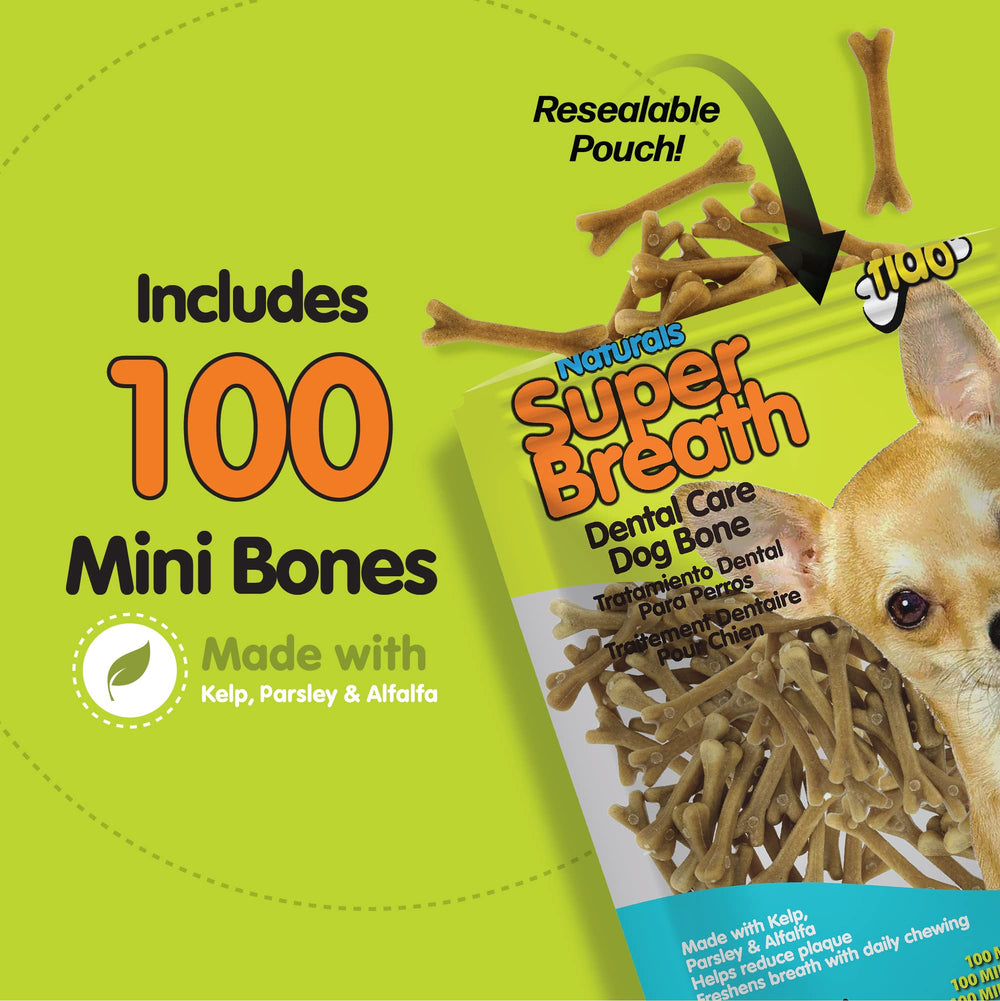 Fido Super Breath mini bones in action encourage natural chewing and gum stimulation.