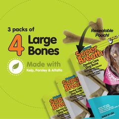 Fido Super Breath bone with v-groove design shown during chew for easy gripping