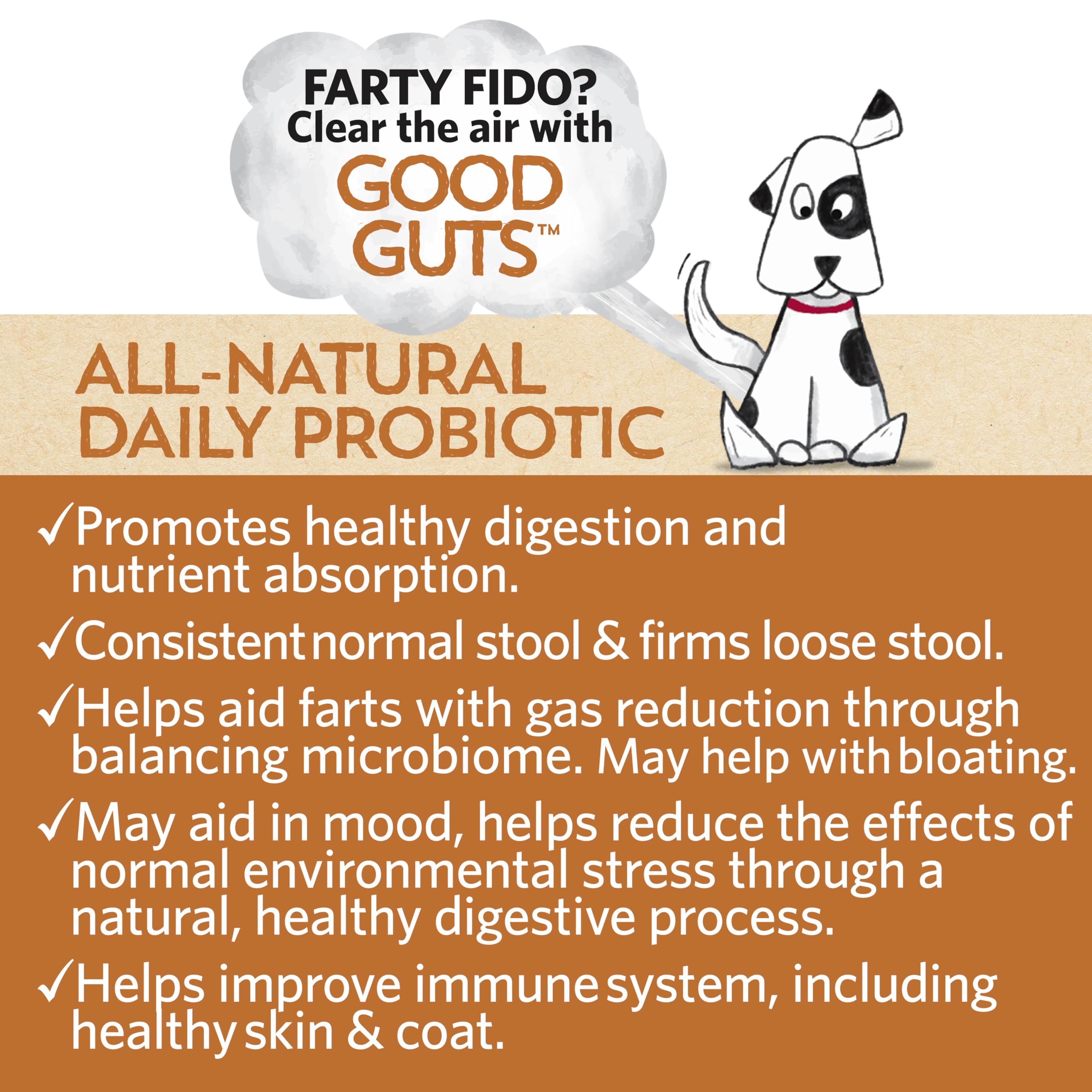 Fidobiotics Good Guts for Lil Mutts powder-topper is a versatile sprinkle-on for meals.