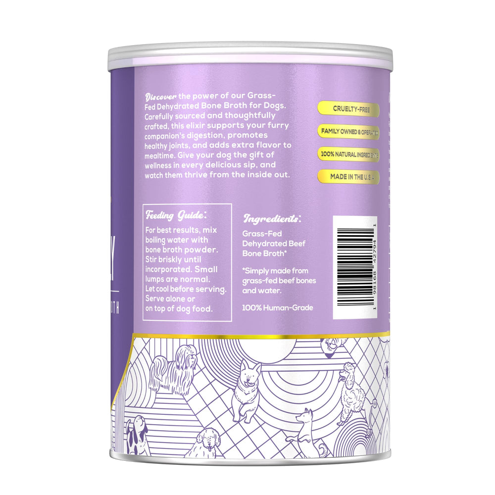 Fido's bone broth dissolves easily for quick mixing and hydration.