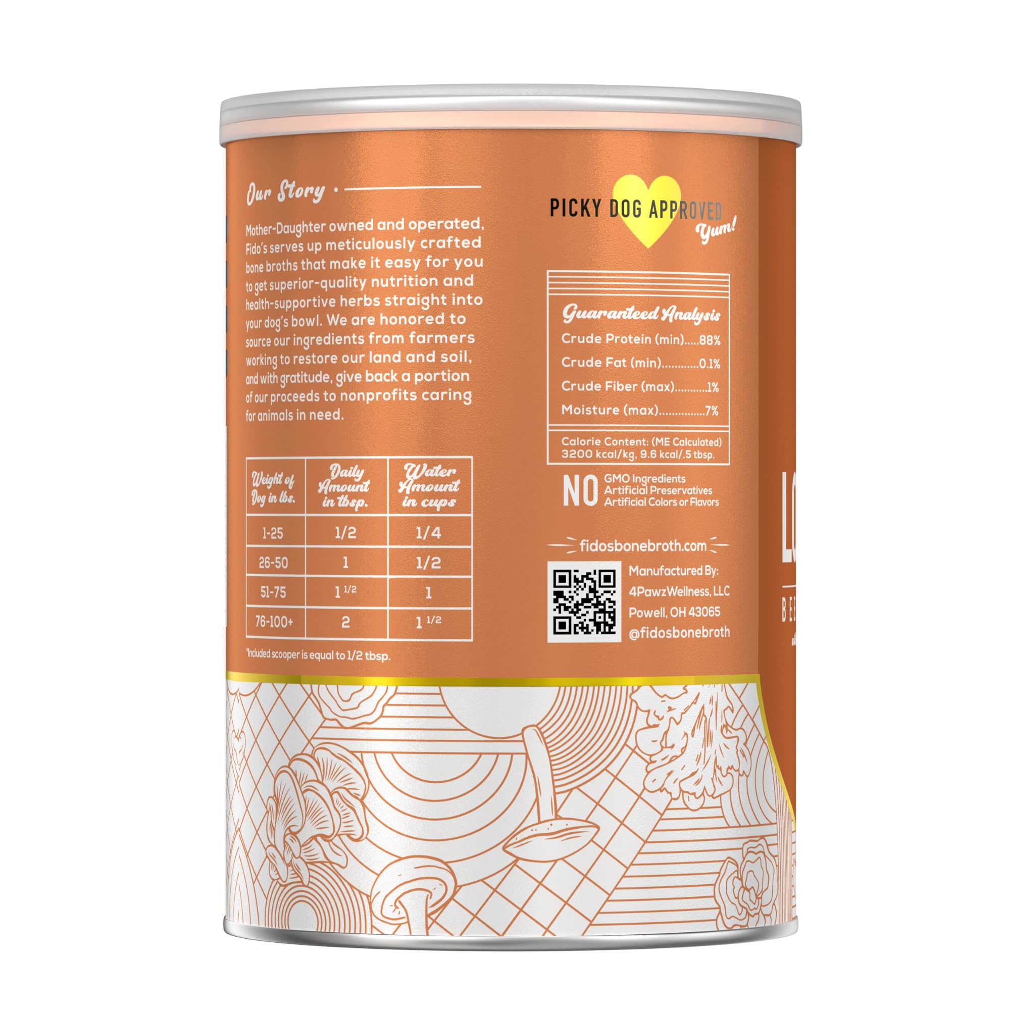 Fido's Longevity broth being poured over dog food for enhanced flavor