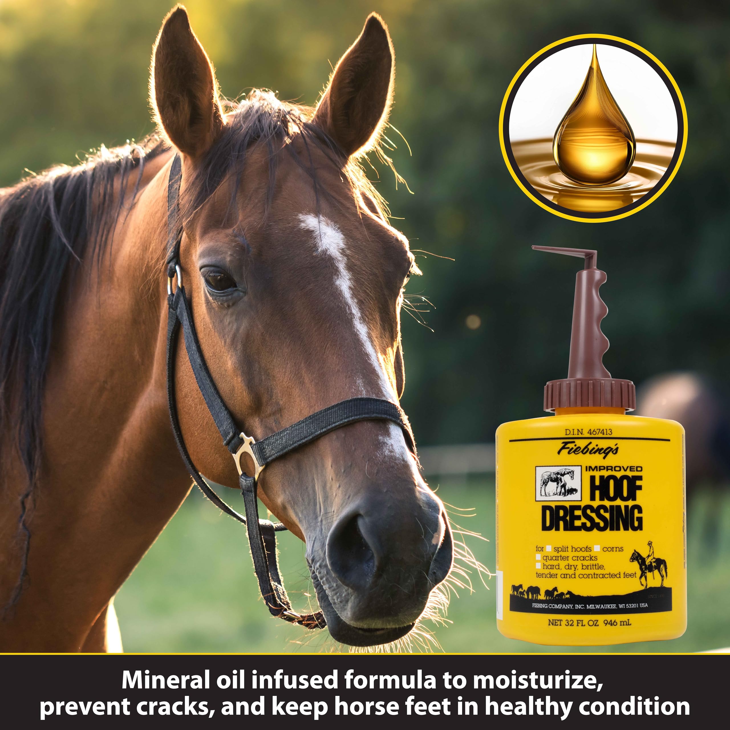 Fiebing's Hoof Oil applicator brush enables precise application on cracked hooves.