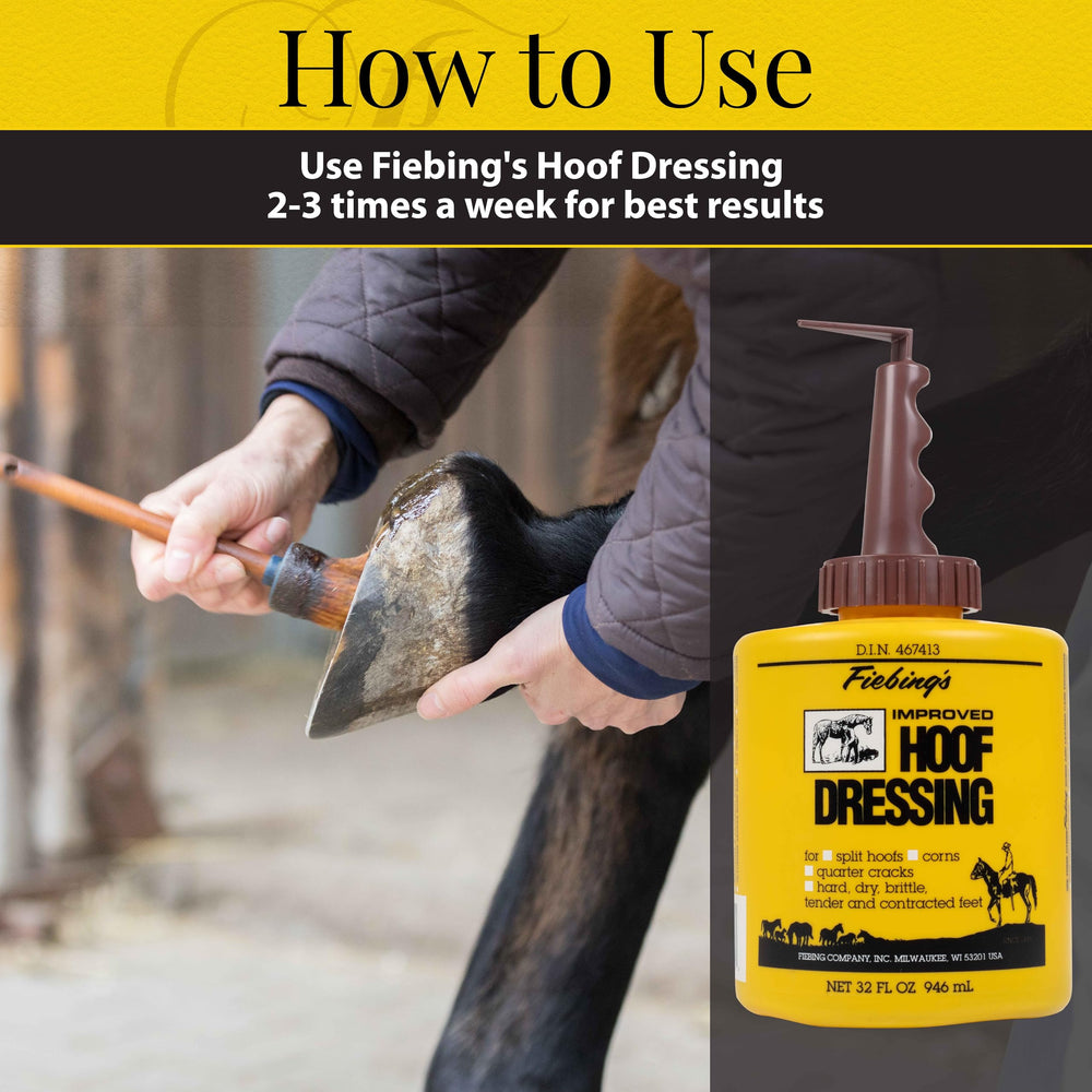 Before and after comparison showing improved moisture with Fiebing's Hoof Oil.