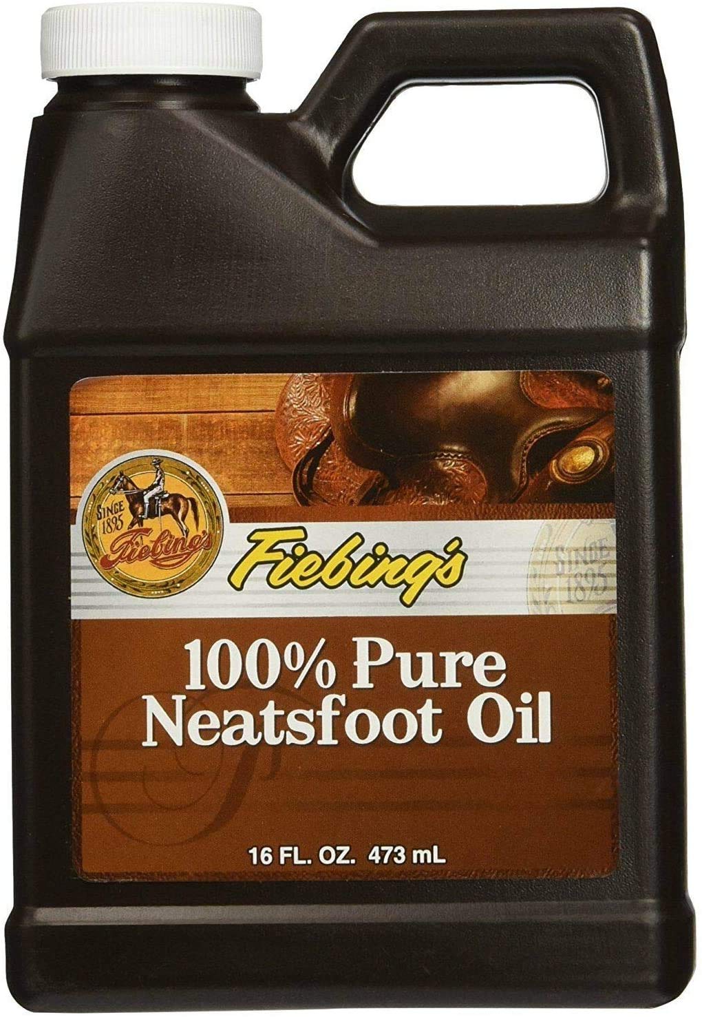 Fiebing's Neatsfoot Oil 16oz tin label for supple leather conditioning