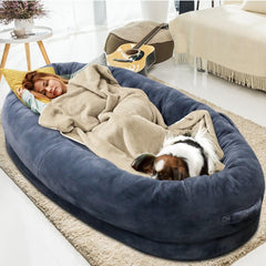 Fieiyob human dog bed 67x38x12 oval shape for comfortable lounging.