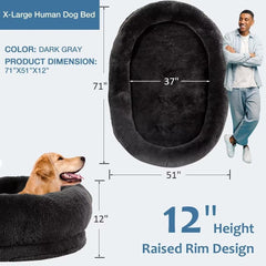 Fieiyob human dog bed oval shape design supports relaxed lounging.