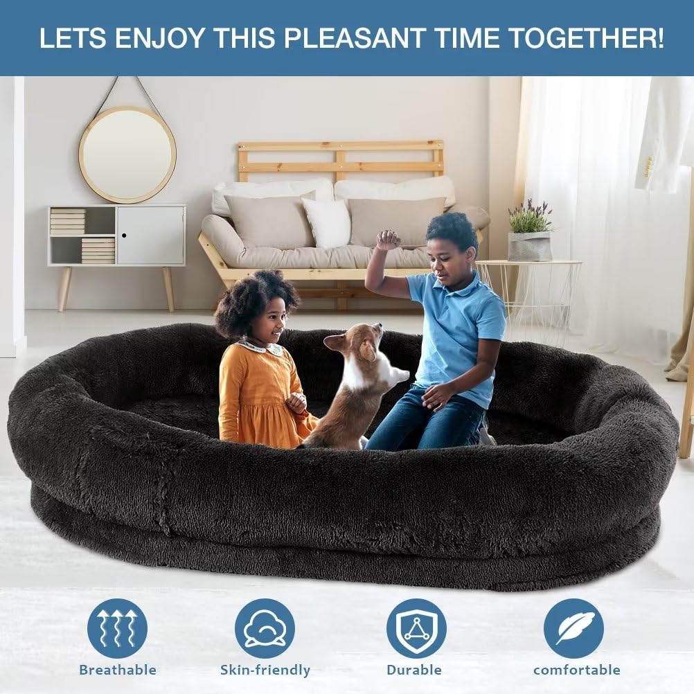 Fieiyob human dog bed removable cover simplifies cleaning after busy days.
