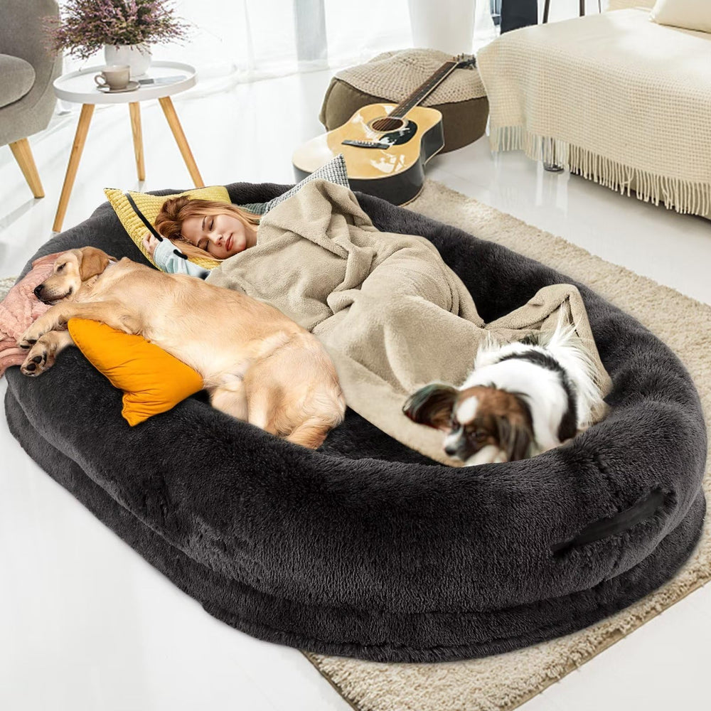 Fieiyob human dog bed soft plush surface offers cozy lounging for adults.