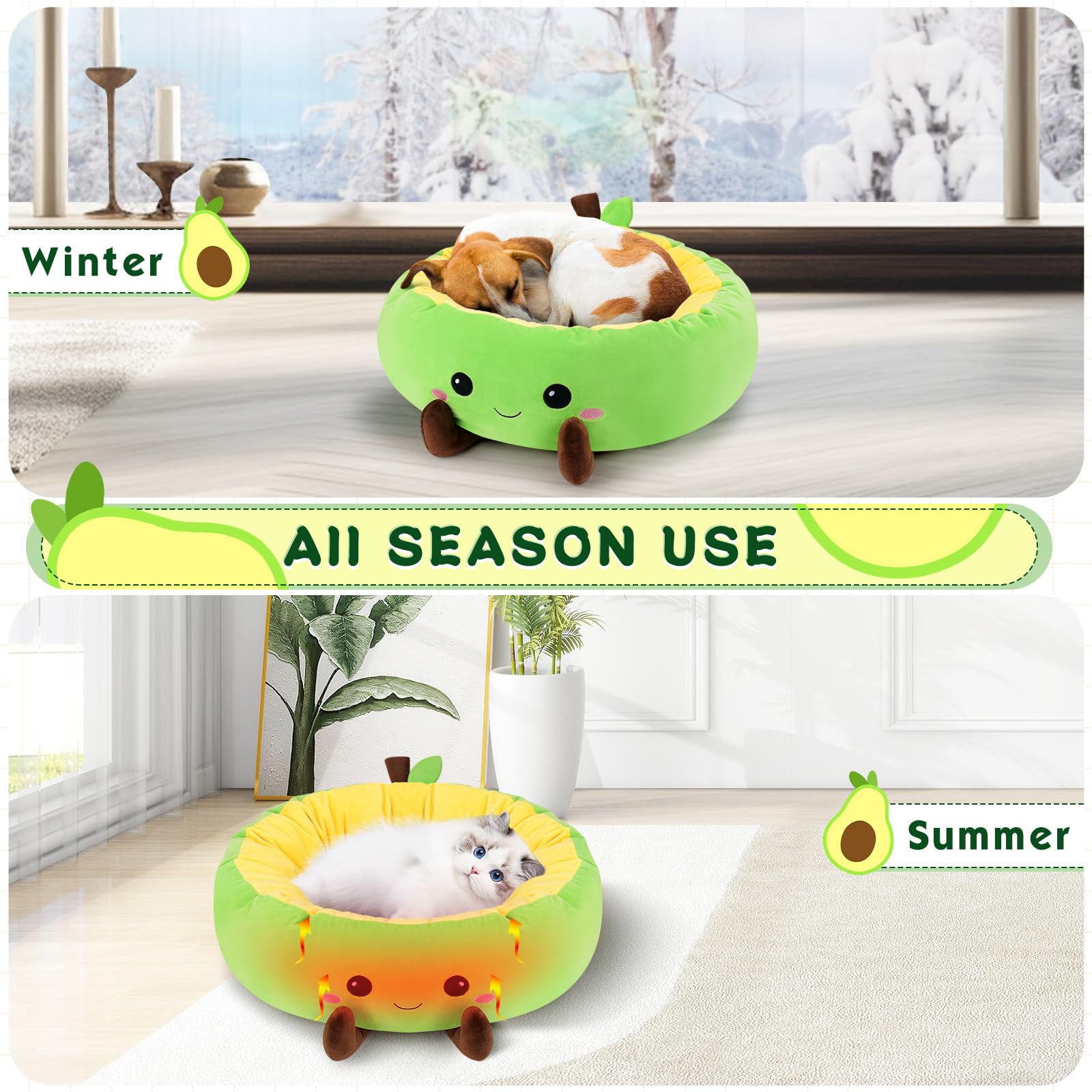 Fighting to Achieve Avocado heated cat bed packaging includes manual and USB cable.
