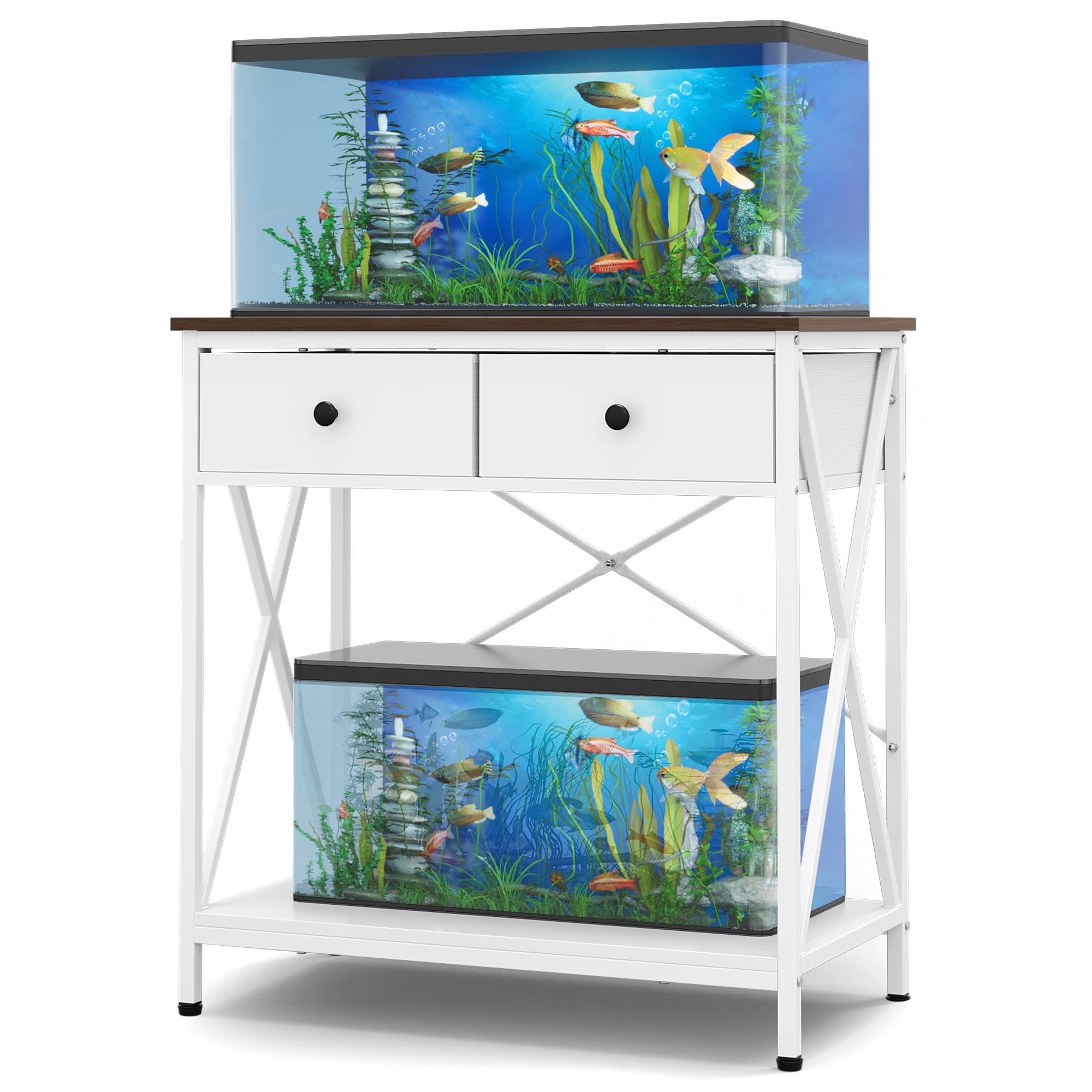 FILKO fish tank stand bottom shelf capacity stores supplies up to 110 lbs