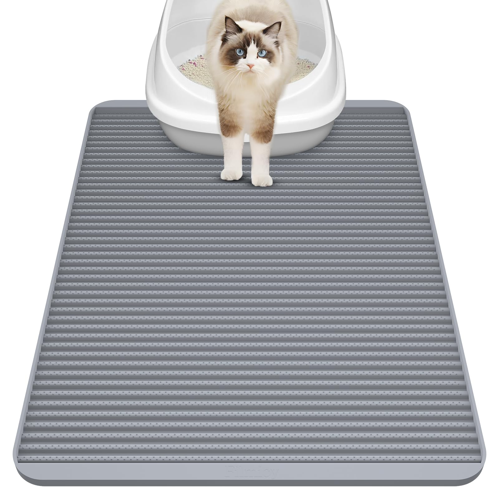 Filmicy silicone cat litter mat with raised texture traps litter and keeps floors cleaner.