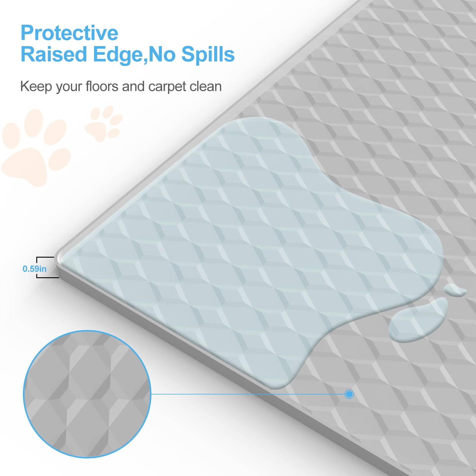 Filmicy silicone dog pad holder with raised edges contains messes
