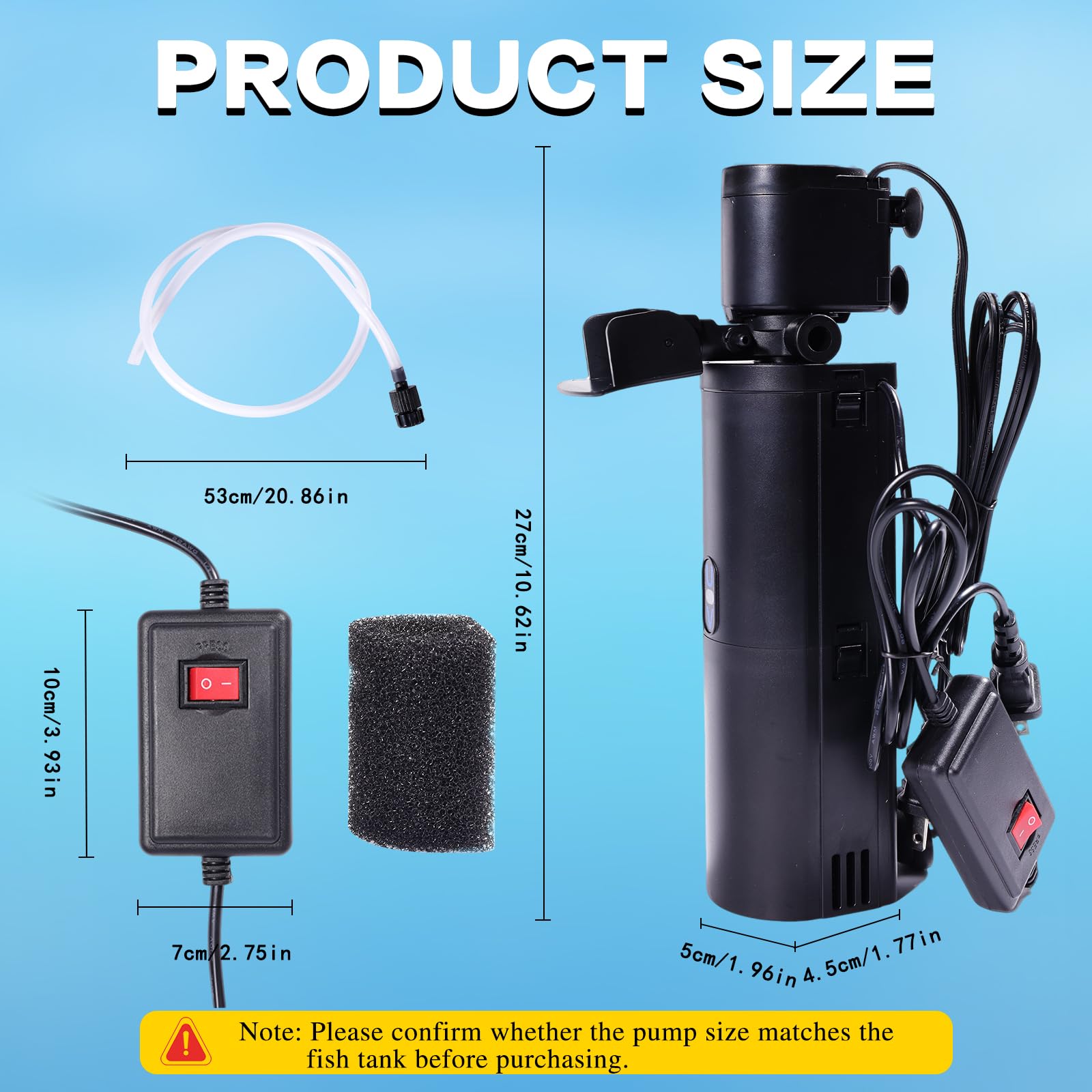 Finaqua 20–75 gallon compatibility suits common aquariums and turtle setups.