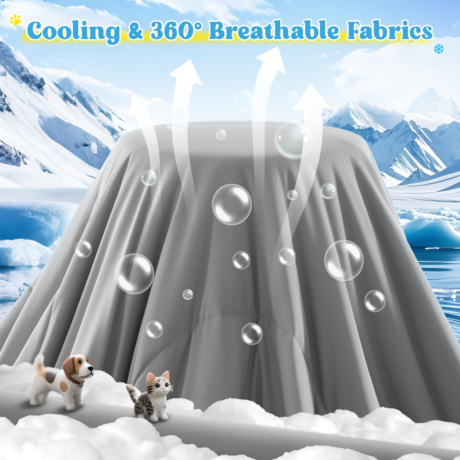 FineMay cloud-soft dog cooling pad offers plush comfort and cooling relief.