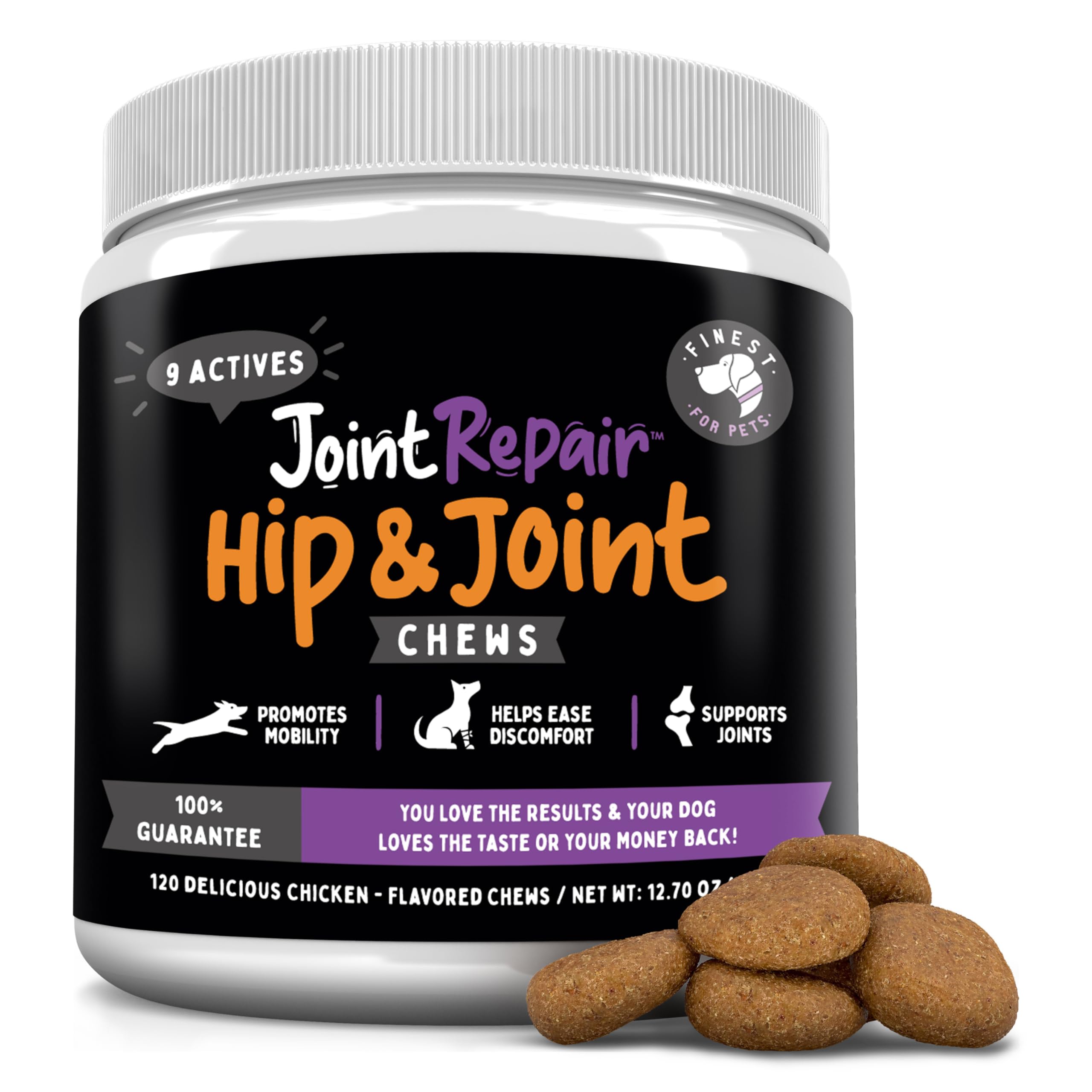 Finest For Pets Joint Repair bottle supports easy daily joint care for dogs.
