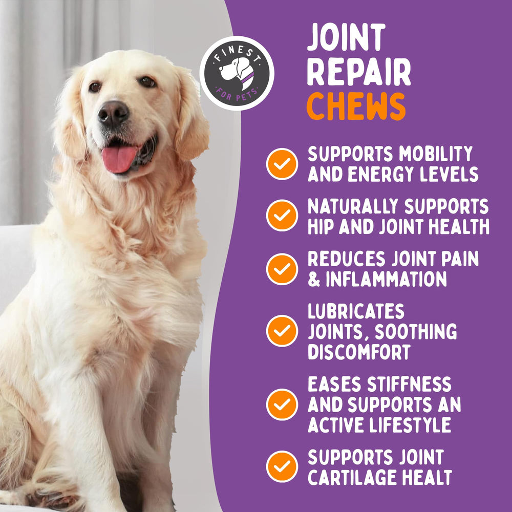 Finest For Pets Joint Repair chews-chicken-flavor entice dogs to take supplements daily.