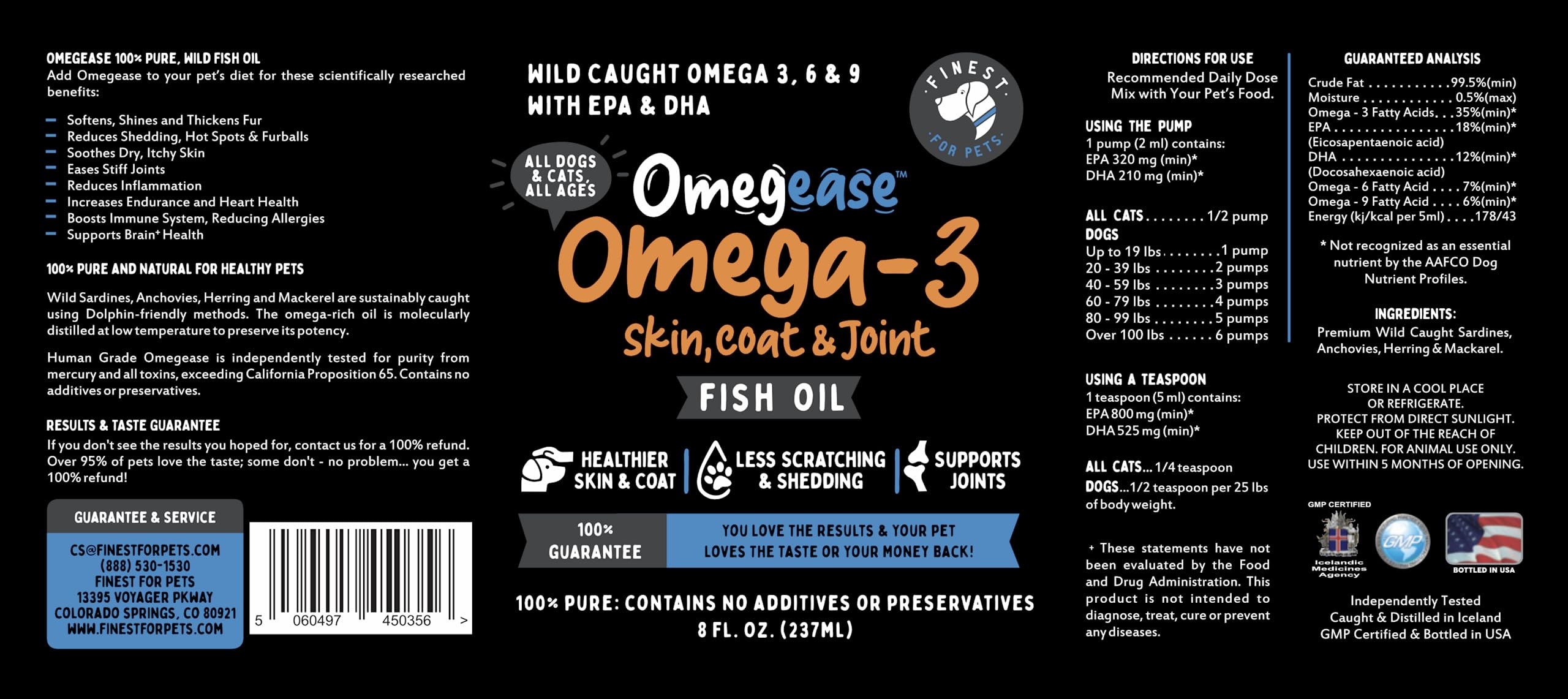 Finest for Pets Omegease close-up of pure fish oil droplets