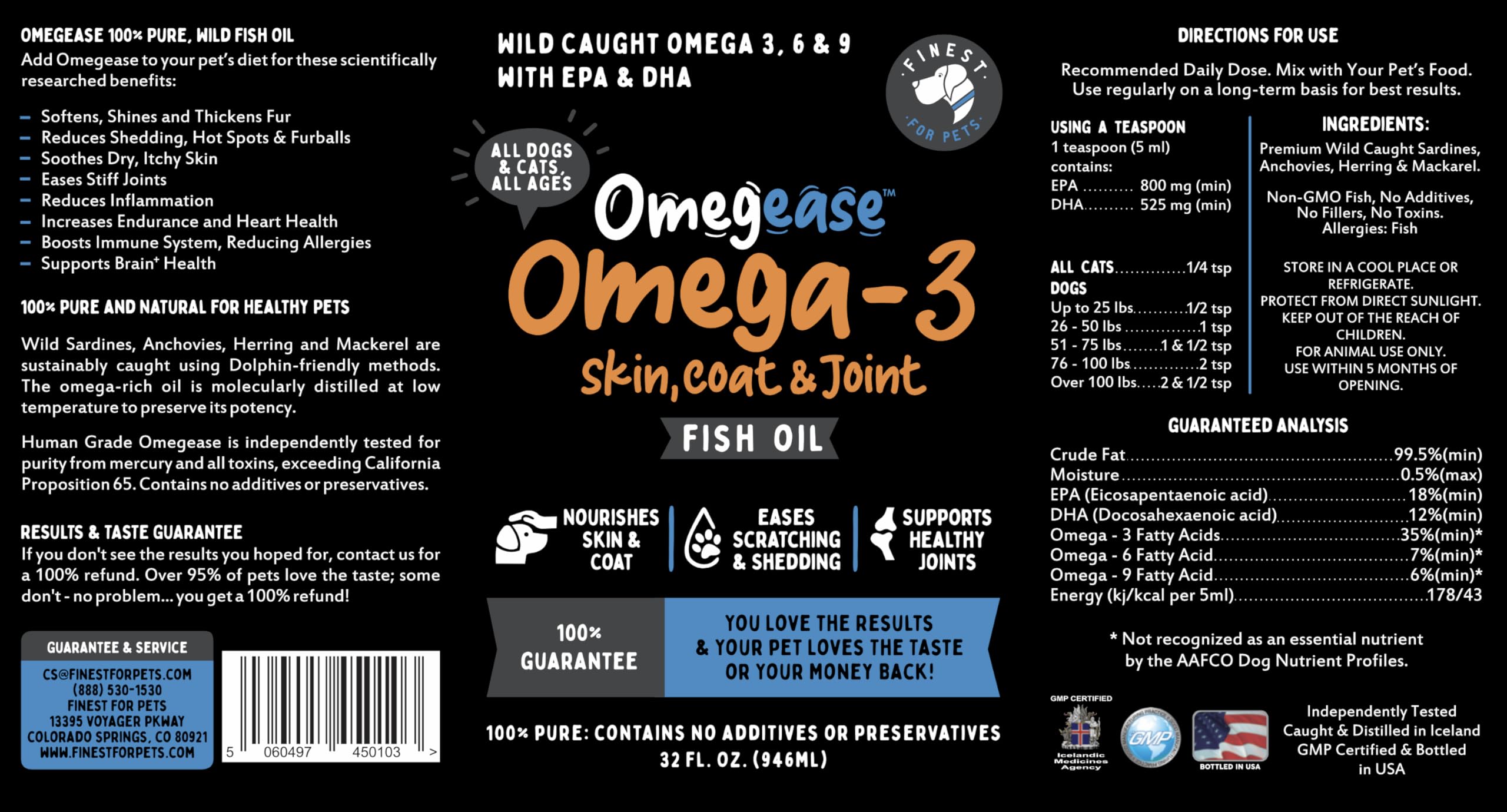 Finest For Pets Omegease texture close-up communicates purity of omega oil.