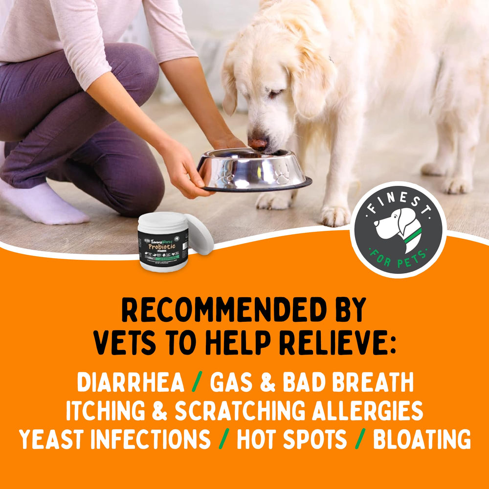 Finest For Pets TummyWorks 160 scoops container for long-lasting probiotic supply.