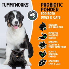 Finest For Pets TummyWorks tasteless powder blends into meals for easy administration.