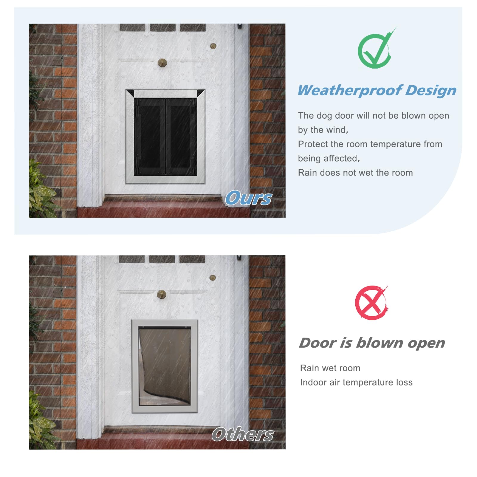 FingerPing dog using door demonstrates independent outdoor access.