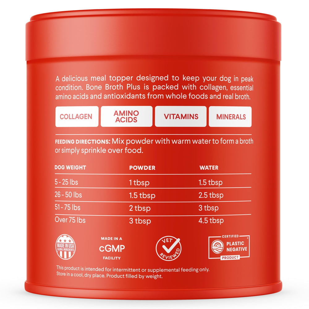 Finn Bone Broth Plus blueberry extract drops on powder for antioxidants