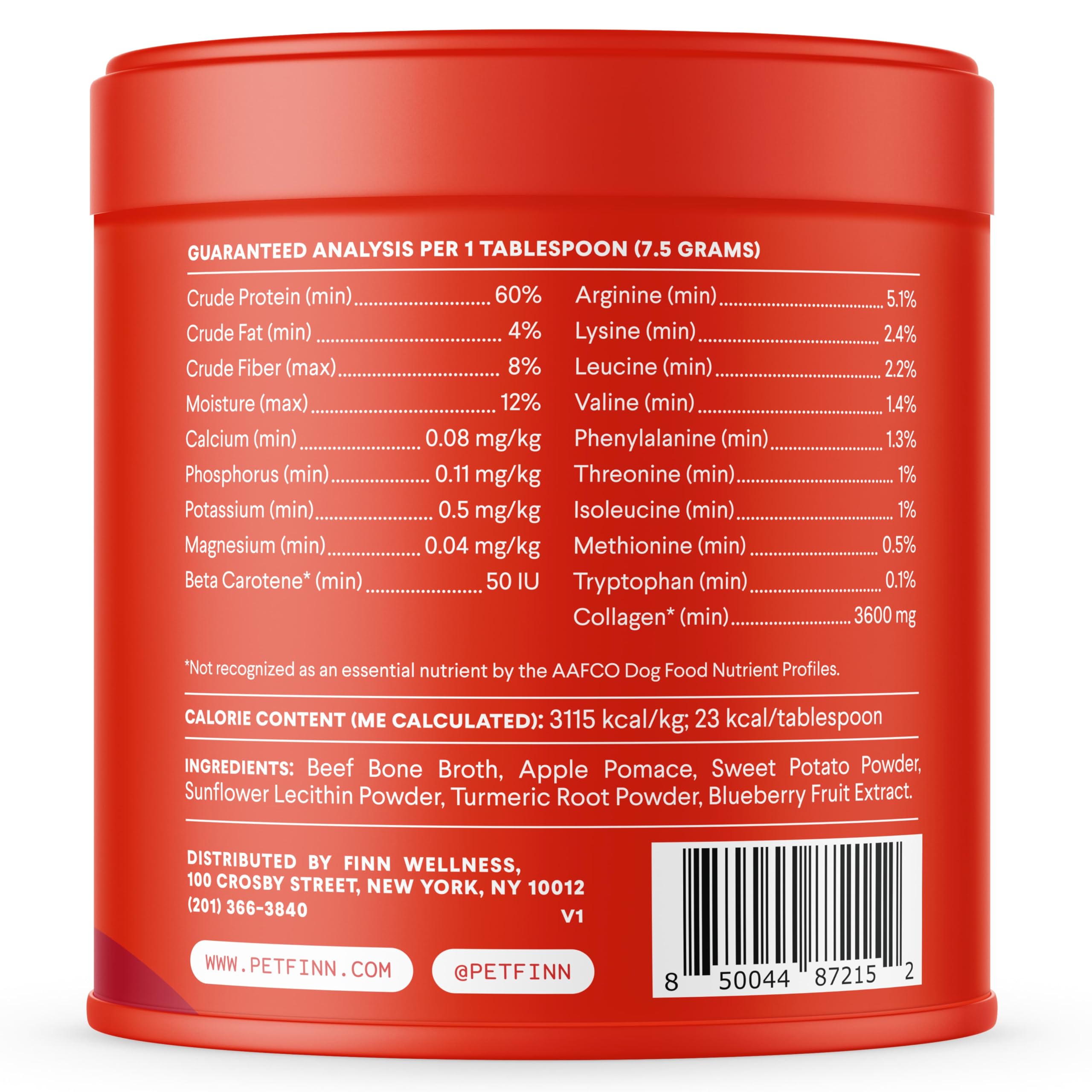 Finn Bone Broth Plus made-in-usa facility label on container