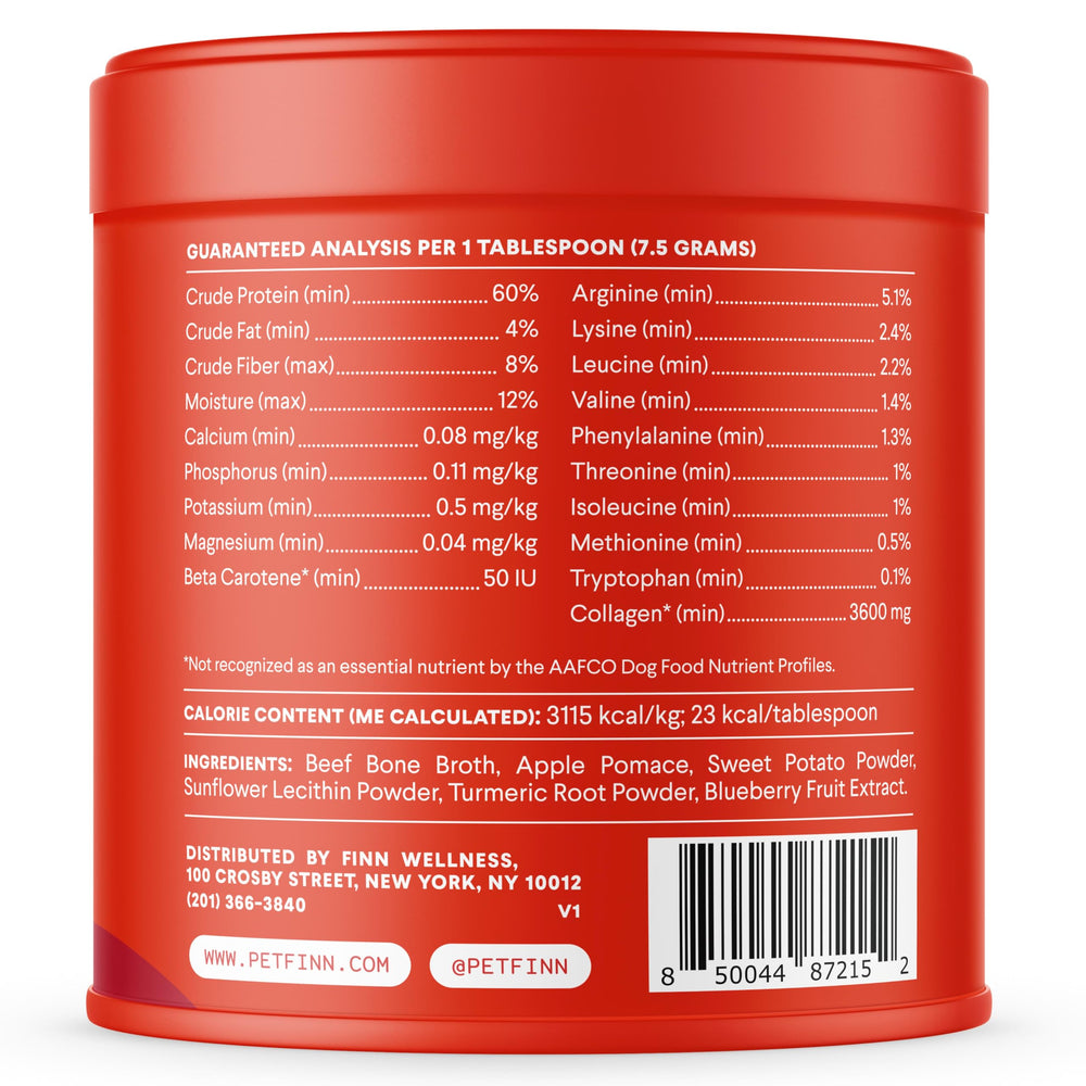 Finn Bone Broth Plus made-in-usa facility label on container