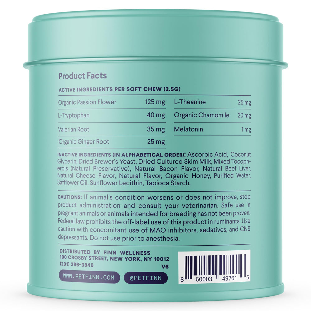 Finn Calming Aid herbal blend with chamomile and ginger for relaxation