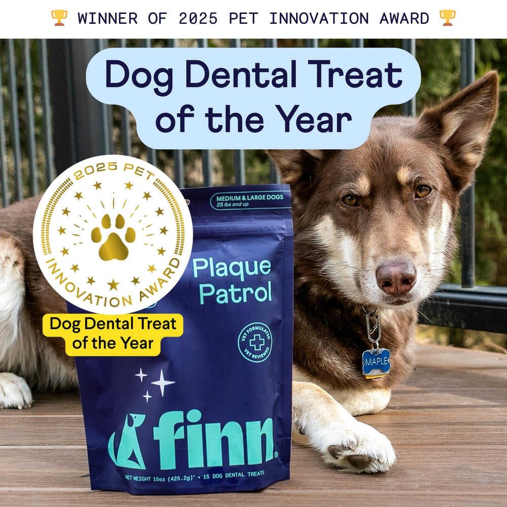 Finn Plaque Patrol chews bacon flavor with minty finish for enjoyable breath-refreshing treats.