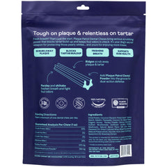 Finn Plaque Patrol dental chews in action fighting tartar buildup and promoting cleaner teeth.