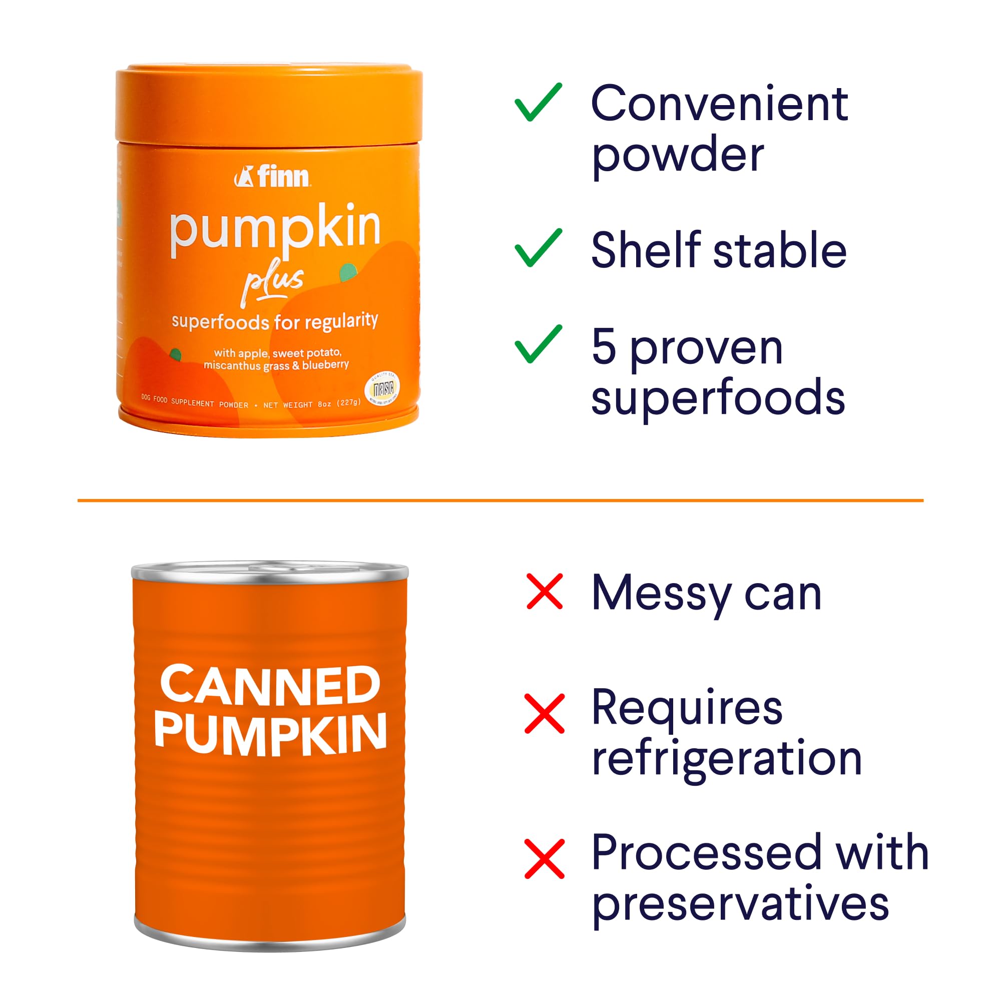 Finn Pumpkin Plus serving scoop shown for convenient, shelf-stable topping.