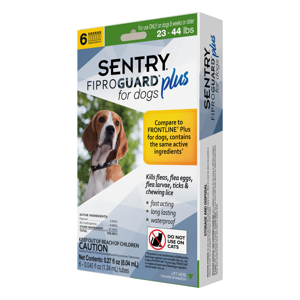 FIPROGUARD Plus on a dog's back for easy monthly protection.