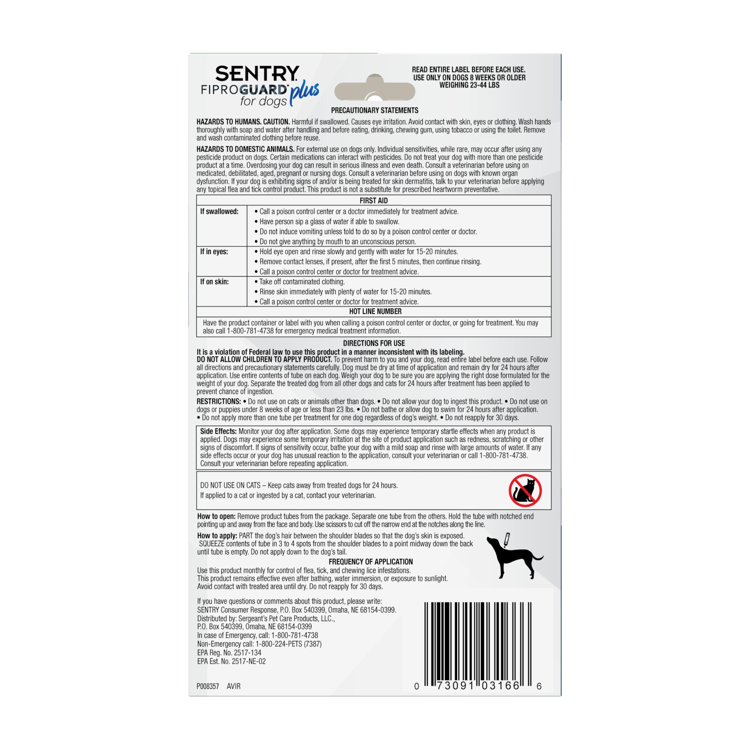 FIPROGUARD Plus label detail highlighting protection benefits.
