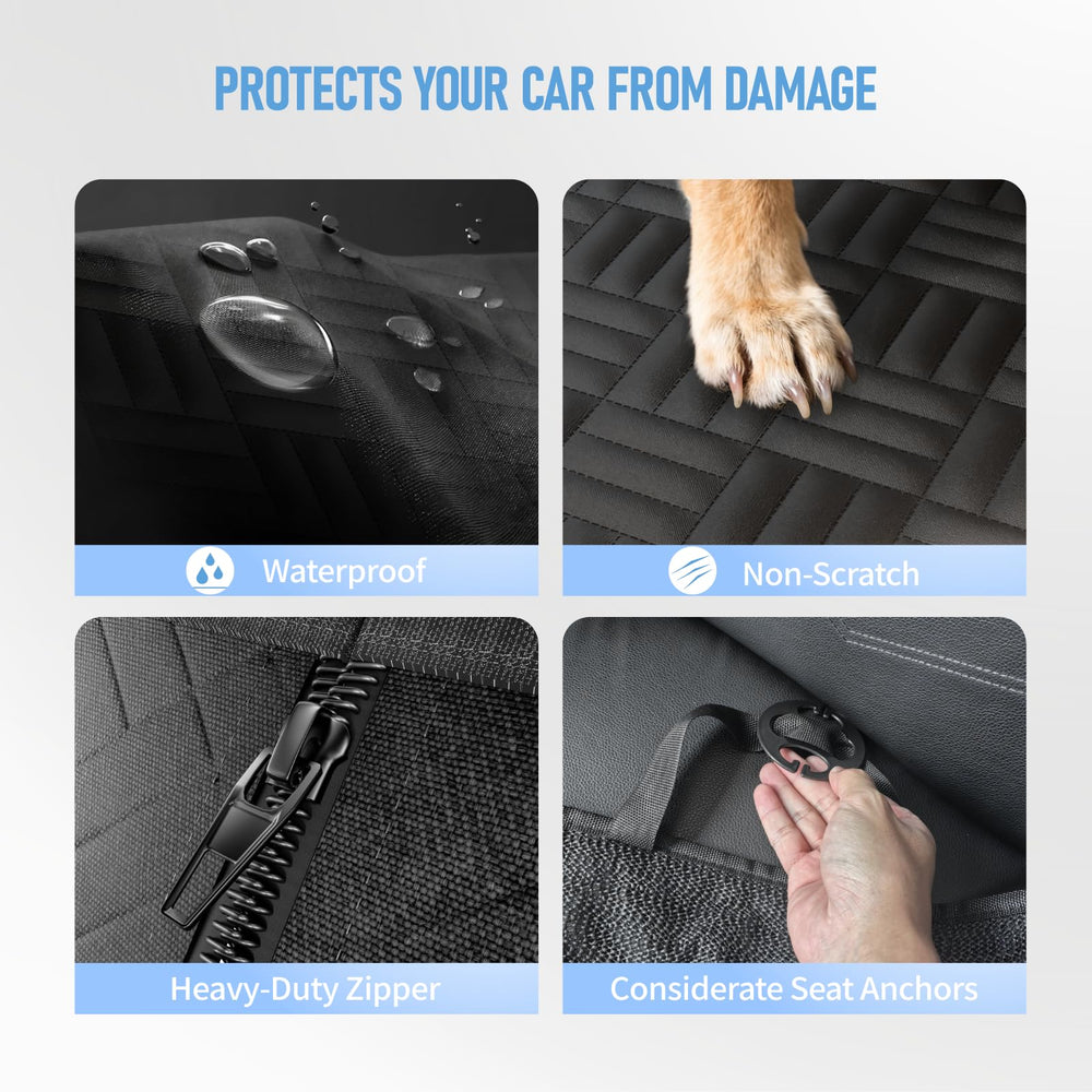 FIRSTWELL dog car seat cover easy install with headrest straps and anchors.