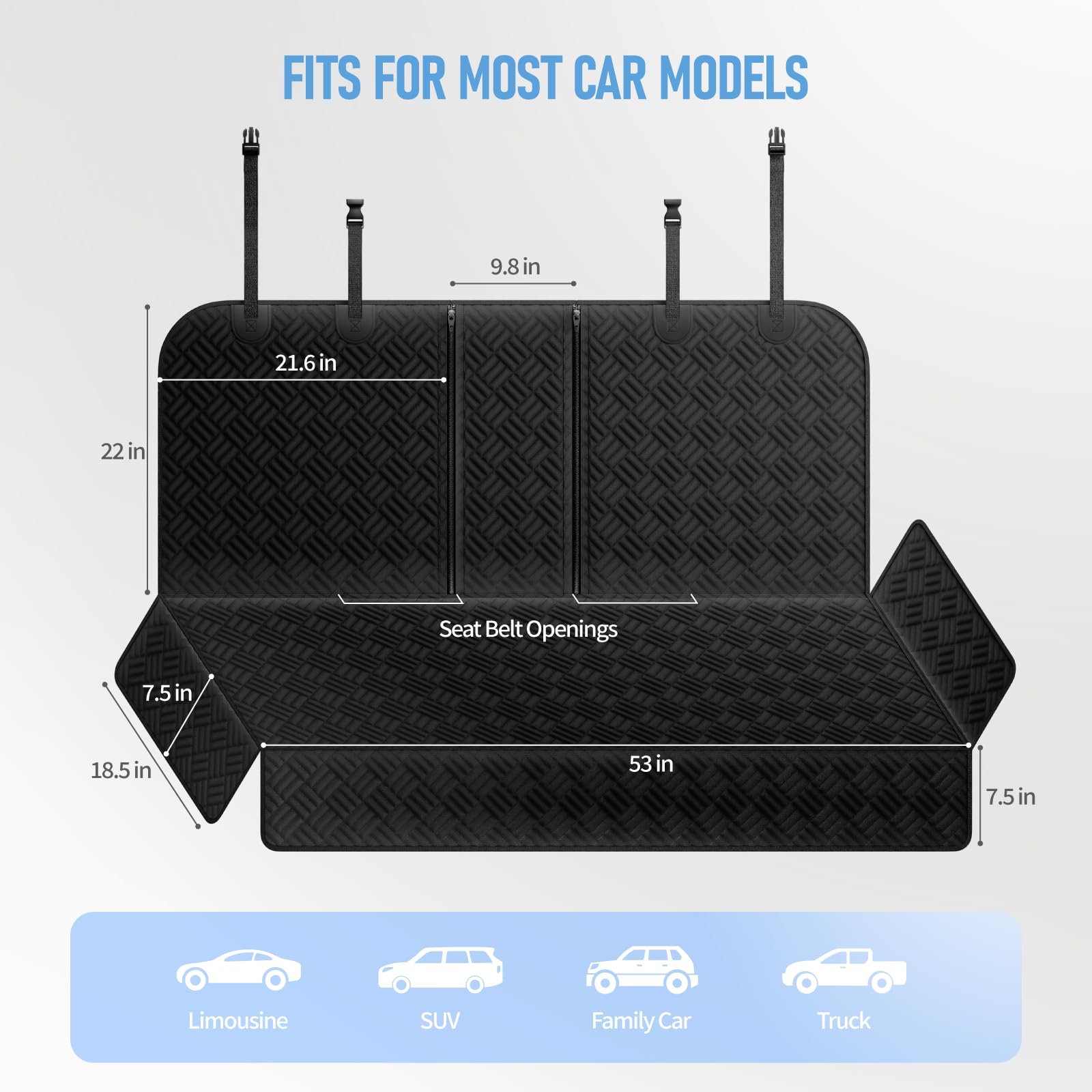 FIRSTWELL dog car seat cover universal fit works with most cars and SUVs.