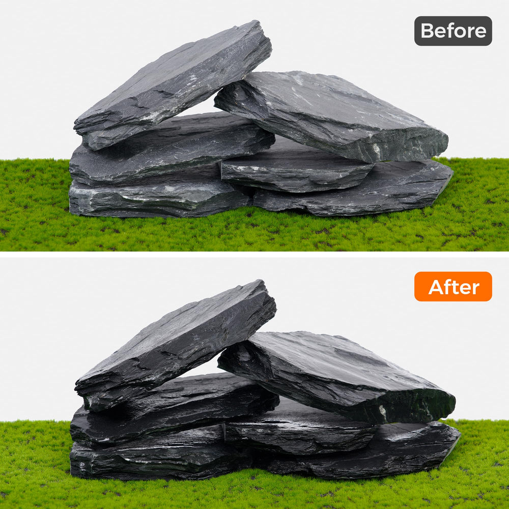 FISCAPE slate rocks show pH-neutral feel and water-friendly surface.