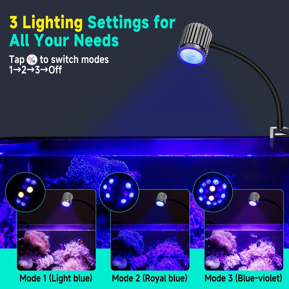 fishkeeper 360-degree gooseneck clip-on enables precise light direction and full-tank coverage.