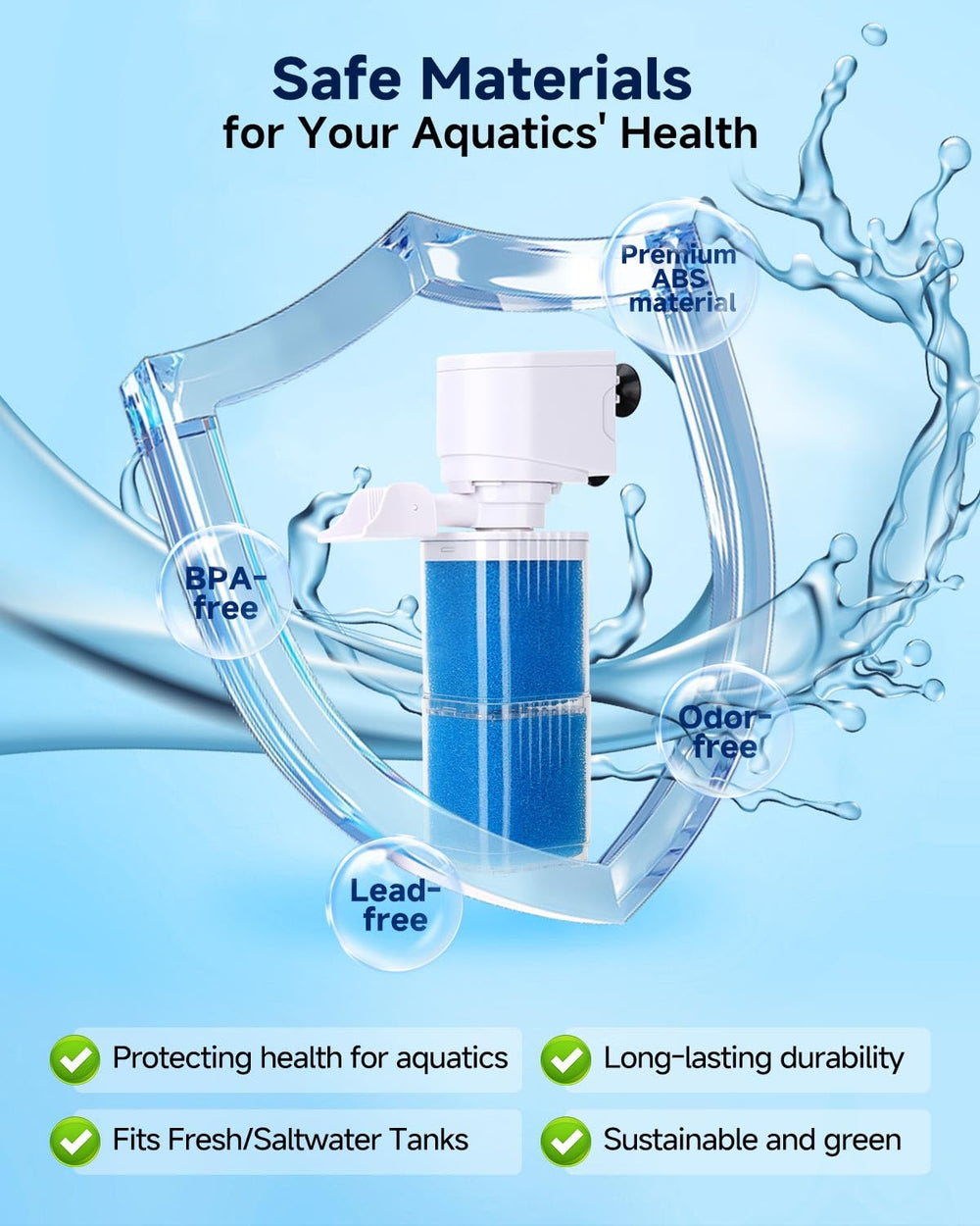 Fishkeeper 4-in-1 Aquarium Power Filter — Silent, Multi-Stage Filtrati ...