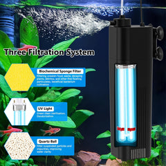 The fishkeeper filter shows sponges mechanical stage trapping debris for cleaner water.