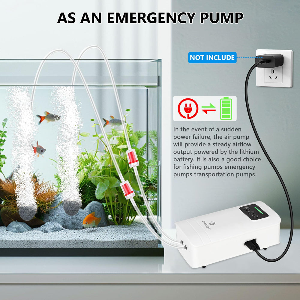 fishkeeper battery powered aquarium air pump on desk for easy setup