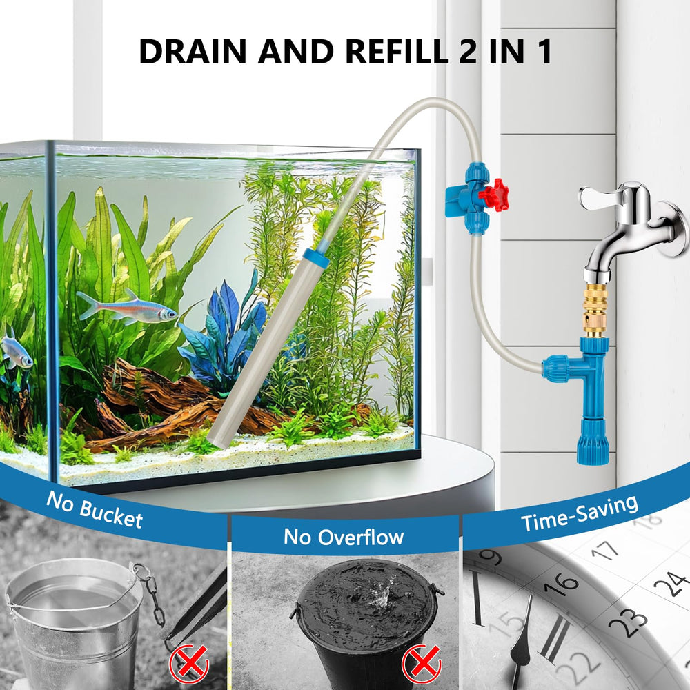 Fishkeeper bucket-free water change system saves setup time.