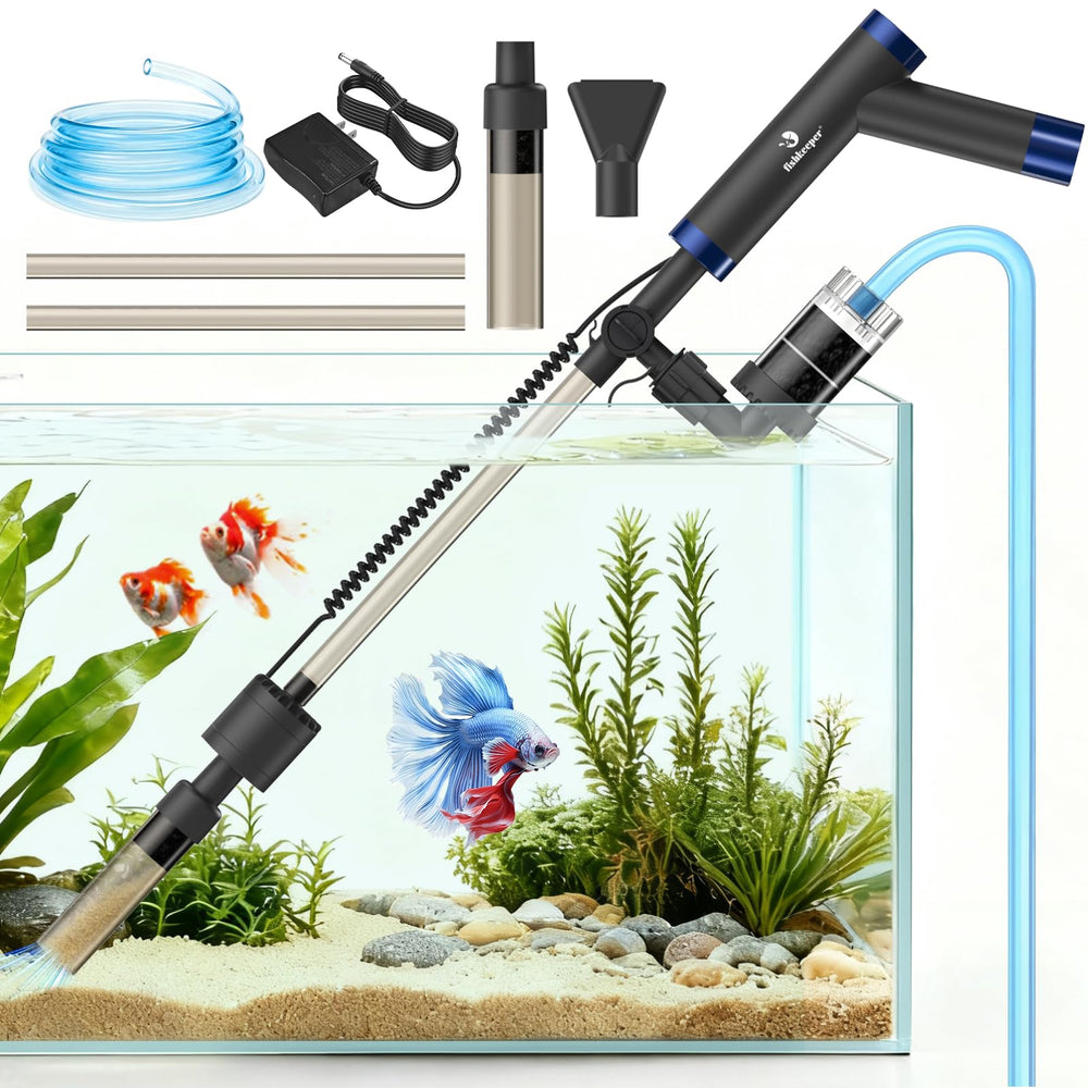 fishkeeper electric fish tank cleaner 8W vacuum demonstrates cordless debris removal and water change