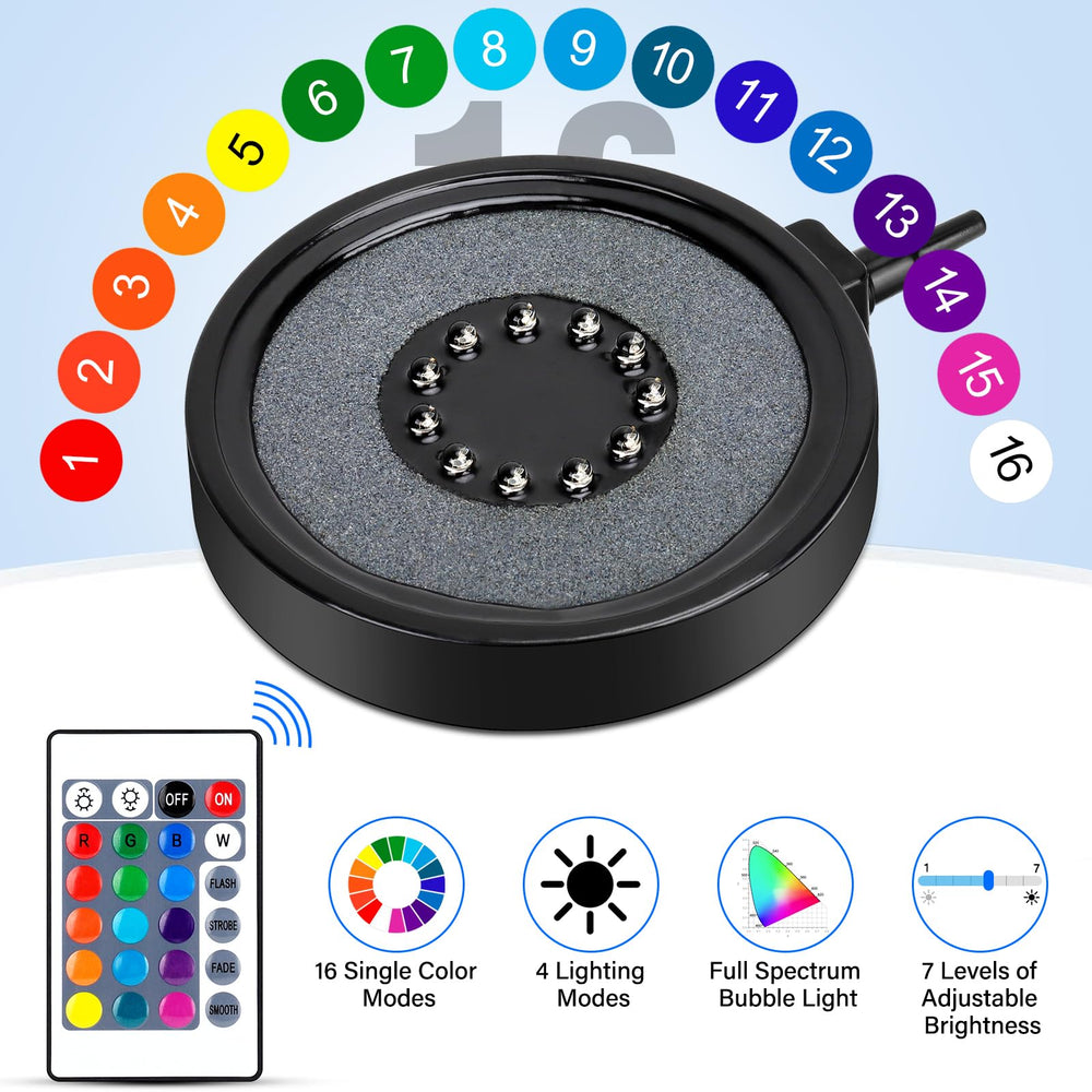 Fishkeeper LED bubble light colors showcases vibrant hues for dynamic tank lighting.