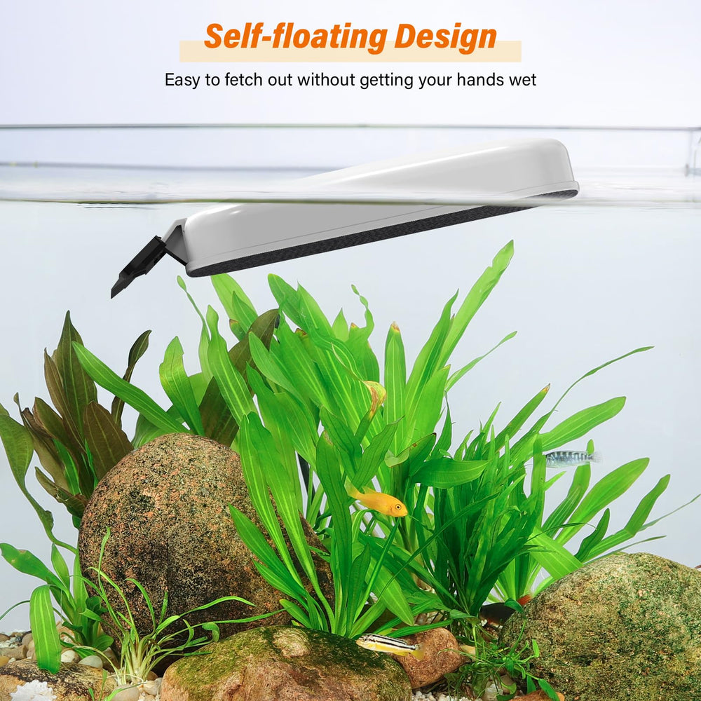 fishkeeper magnetic aquarium cleaner floating-inside image highlights self-floating feature for easy retrieval