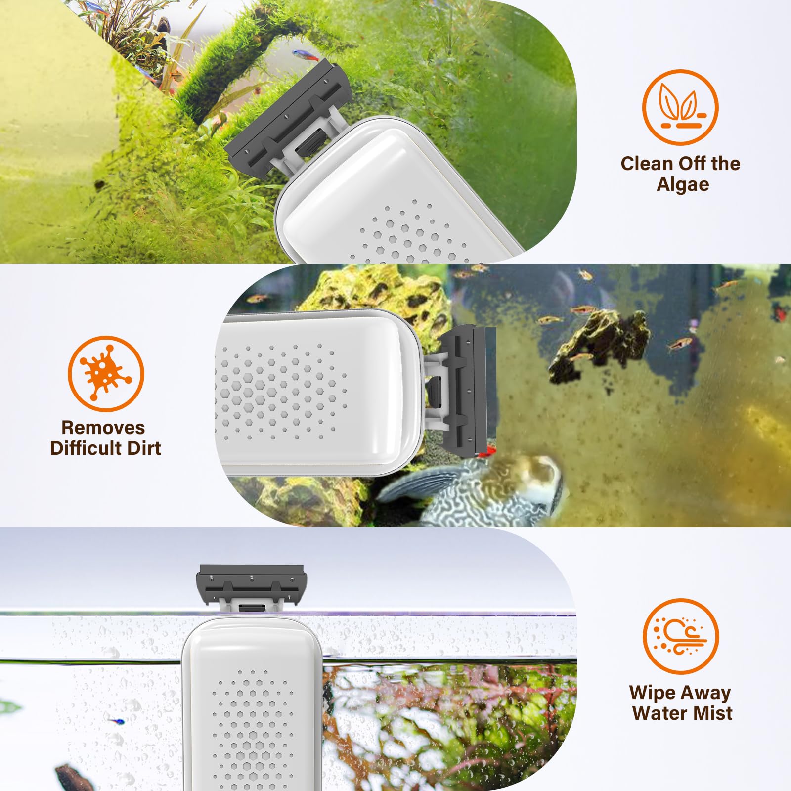 fishkeeper magnetic aquarium cleaner scraper edge emphasizes quick moss and stain removal without scratching