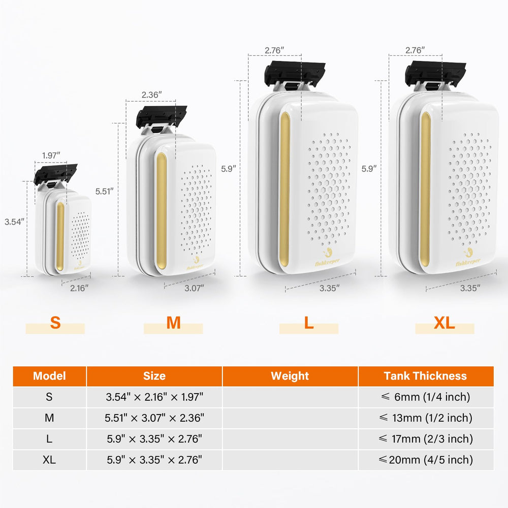 fishkeeper magnetic cleaner xl suits thick glass tanks up to 20mm.